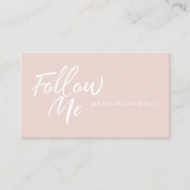 Pink Modern & Minimal Social Media Follow Me Photo Business Card (Front)