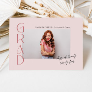 Pink Modern Minimalist Class of 2024 Graduation Invitation