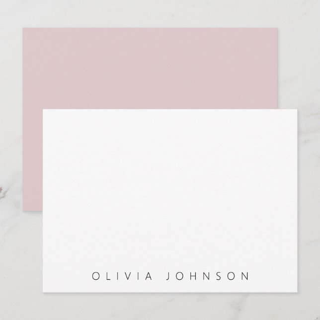Pink Modern Minimalist Monogram Name Personalised Card (Front/Back)