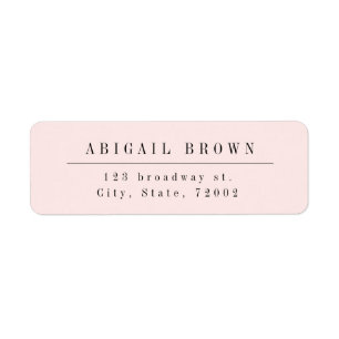 Pink Modern Minimalist return address