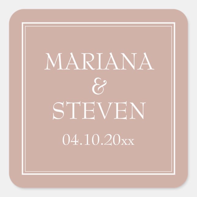 Pink Modern Minimalist Wedding Square Sticker (Front)