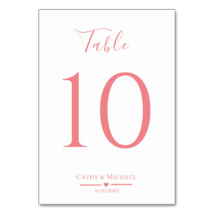 Pink modern minimalist wedding Table Number
