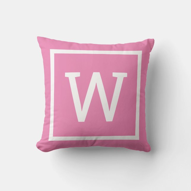 Pink Modern Monogram Cushion (Front)