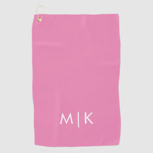Pink   Modern Monogram Golf Towel