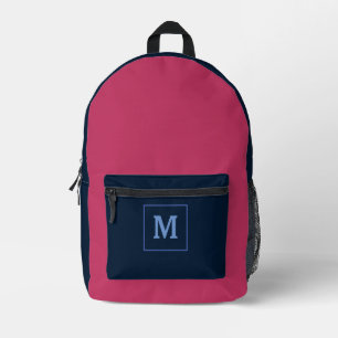 Pink Modern Monogram Name Custom Printed Backpack