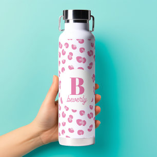 Pink Modern Monogram Name Initial  Water Bottle