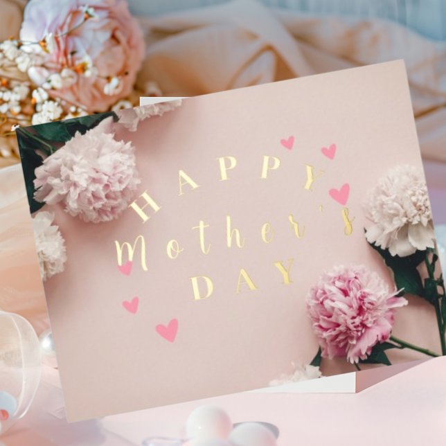 Pink Modern Mother's Day Foil Holiday Postcard (Creator Uploaded)