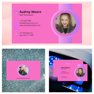 Pink Modern Nail Tech Business Card