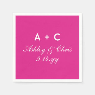 Pink Modern Personalised Wedding Reception Favour Napkin