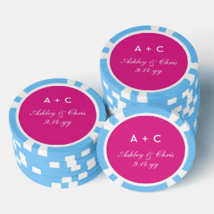 Pink Modern Personalised Wedding Reception Favour Poker Chips
