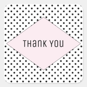 Pink Modern Polka Dots Wedding Thank You Square Sticker