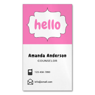 Pink Modern Professional Counsellor Magnetic Business Card