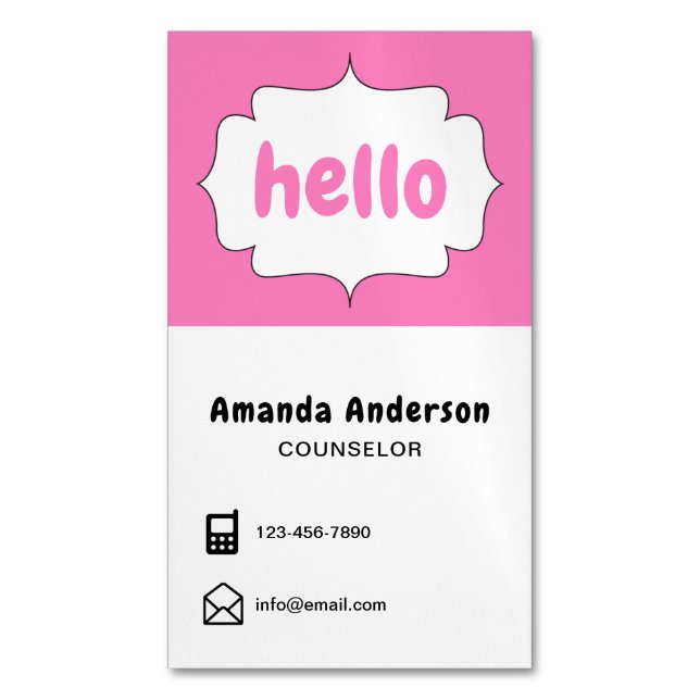 Pink Modern Professional Counsellor Magnetic Business Card (Front Vertical)