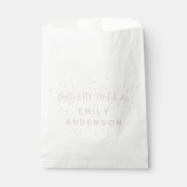 Pink Modern Rainbow and stars White Baby Shower Favour Bags (Front)