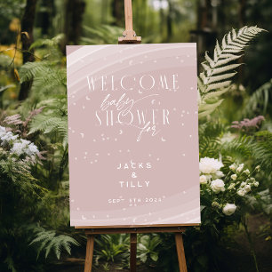 Pink Modern Rainbow and stars White Baby Shower Poster