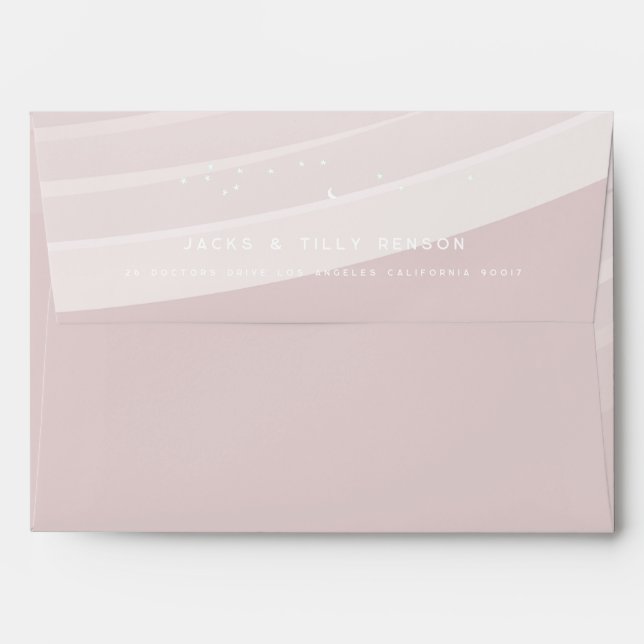 Pink Modern Rainbow and stars White Return Address Envelope (Back (Top Flap))