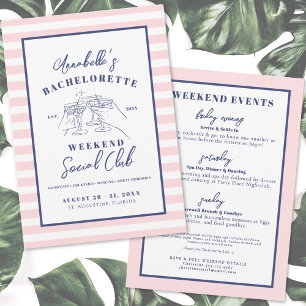 Pink Modern Retro Bachelorette Party Invitation