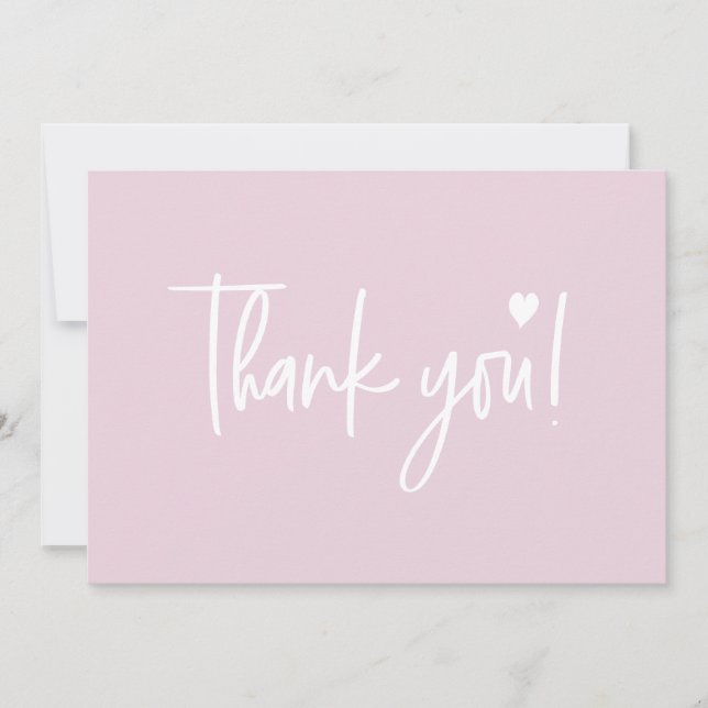 Pink Modern script Baby Girl Shower Couple Thank You Card (Front)