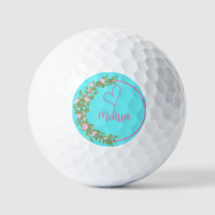 Pink Modern Script Girly Monogram Name Golf Balls