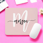 Pink Modern Script Girly Monogram Name Mouse Mat<br><div class="desc">Enhance your desk with the Pink Modern Script Girly Monogram Name Mouse Pad. This eye-catching pad showcases a stylish blush pink design with a contemporary script monogram, adding a personal touch to your workspace. Crafted for durability, it provides a smooth, reliable surface for effortless mouse movements. The non-slip backing ensures...</div>