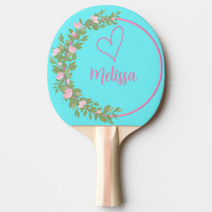 Pink Modern Script Girly Monogram Name Ping Pong Paddle