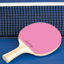 Pink Modern Script Girly Monogram Name Ping Pong