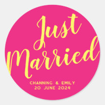 Pink Modern Script Just Married
