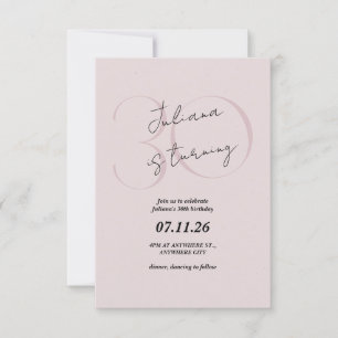 Pink Modern, Simple 30th Birthday Invitation