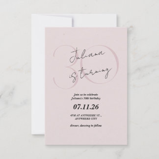 Pink Modern, Simple 30th Birthday Invitation