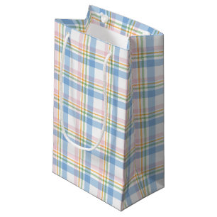 Pink Modern Simple Check Christmas Small Gift Bag