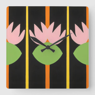pink modern simple tulips square wall clock