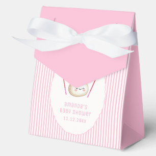 Pink Modern Stripe Bow Asian Dumpling Baby Shower Favour Box