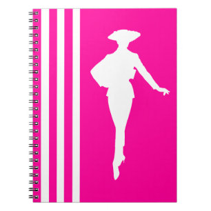 Pink Modern Stripes with Fashion Silhouette Notebook
