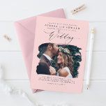 Pink Modern Stylish Boho Wedding Photo Invitation<br><div class="desc">Romantic modern and minimal wedding photo invitations</div>