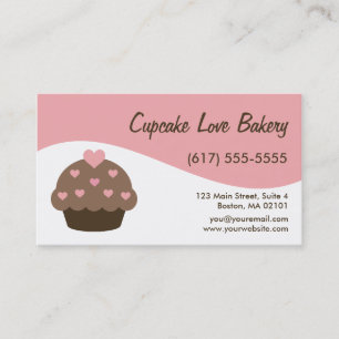 Pink Modern Swirl Cupcake Business Cards