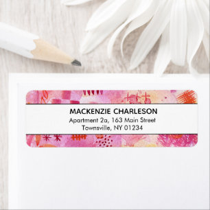 Pink Modern Watercolor Abstract Geometric Address