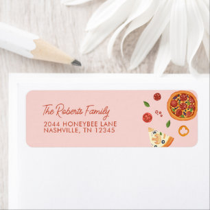 Pink Modern Watercolor Pizza Return Address