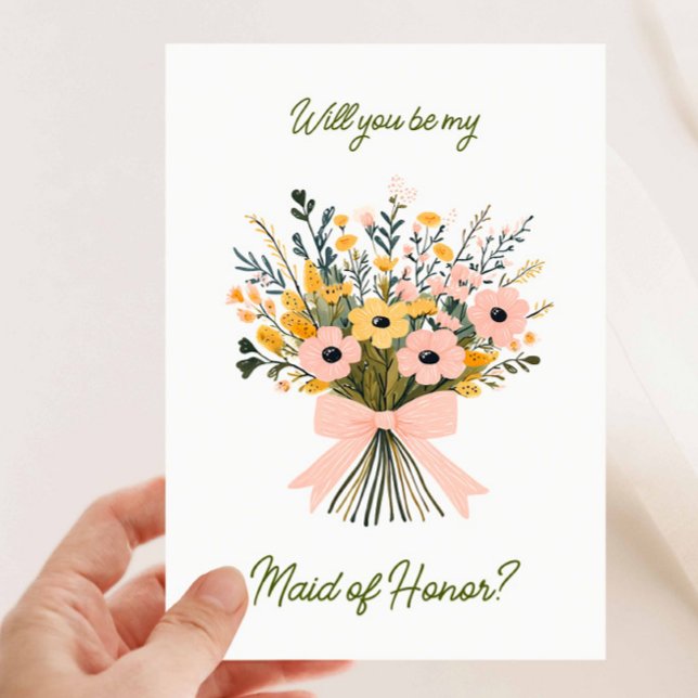 Pink Modern Wildflower Bouquet Wedding Party Invitation (Creator Uploaded)