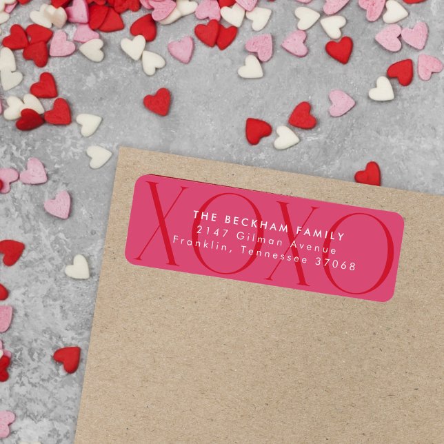 Pink Modern XOXO Valentine's Day Return Address (Creator Uploaded)