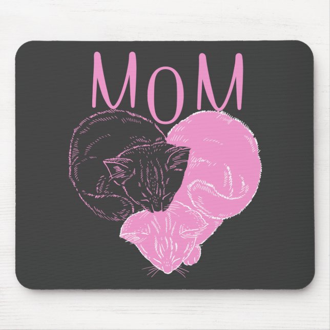 Pink MOM Heart Cats Mouse Mat (Front)