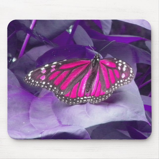 Pink Monarch Butterfly Mouse Mat (Front)