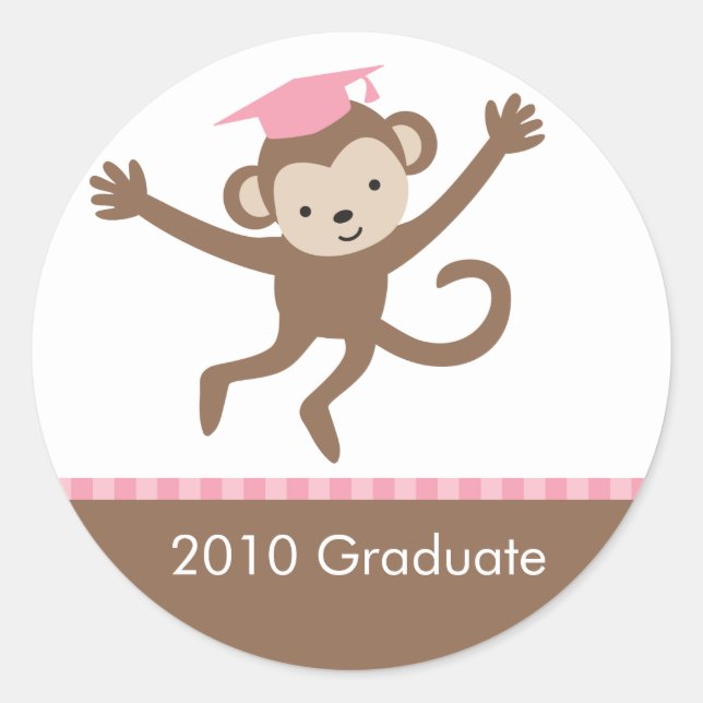Pink Monkey Graduation Envelope Seals (Front)