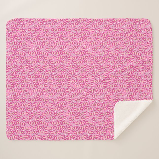 Pink Monkey Pattern Funny Cute Monkeys Sherpa Blanket (Front (Horizontal))