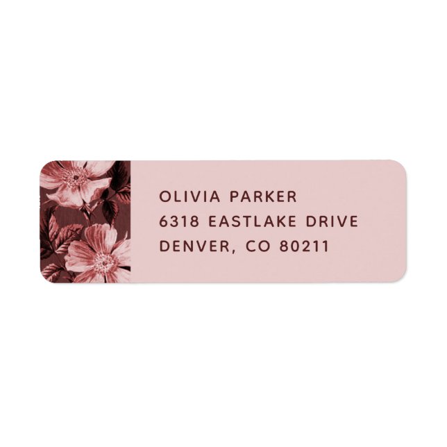 Pink Monochromatic Blooms Floral Mailing Label (Front)