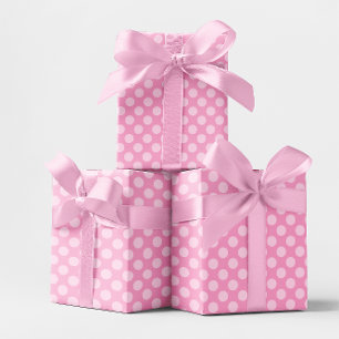 Pink Monochrome Polka Dot Pattern Wrapping Paper