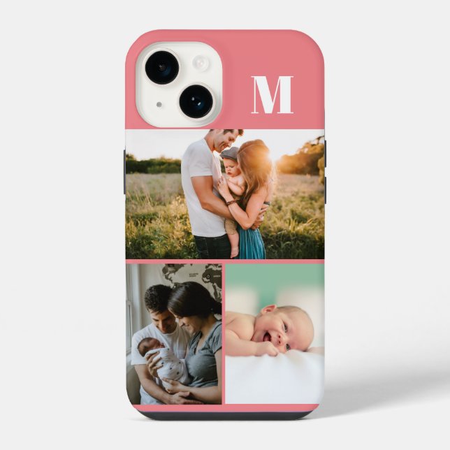 Pink Monogram 3 Photo collage iPhone Case (Back)