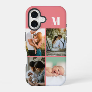 Pink Monogram 4 Photo collage iPhone 16 Case