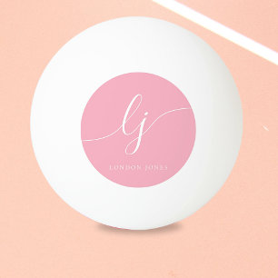 Pink Monogram and Name Personalised Ping Pong Ball
