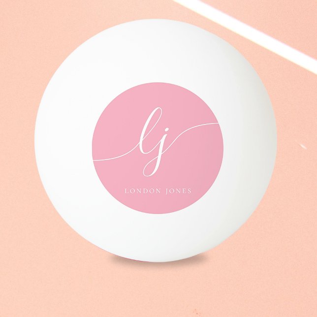 Pink Monogram and Name Personalised Ping Pong Ball (Creator Uploaded)