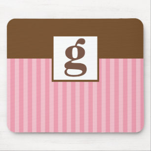 Pink Monogram and Stripes Mouse Mat